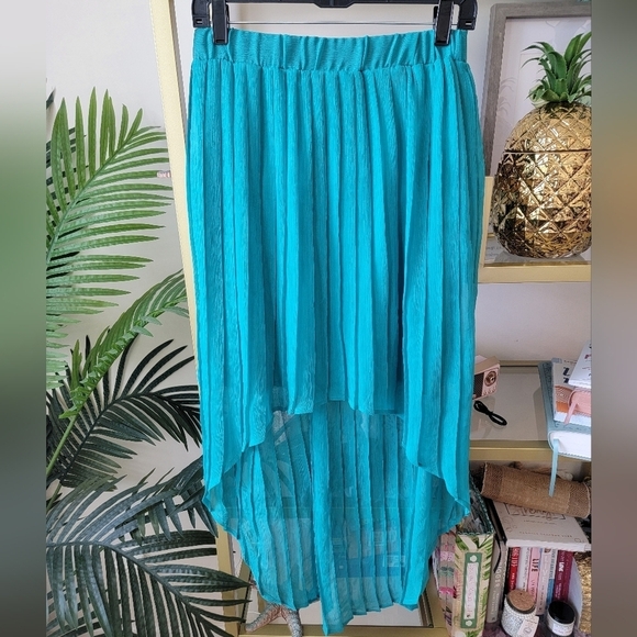 Teal High Low Pleated Skirt by Target Xhilaration Women's Size Medium! - Picture 2 of 11